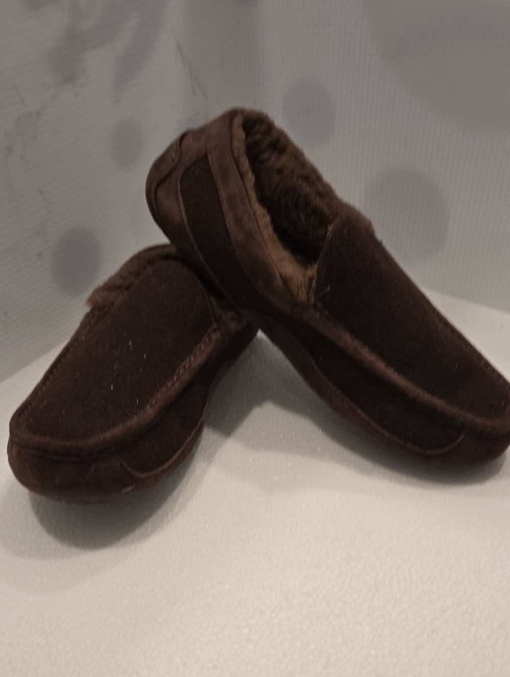 UGG Men's Plush Lined Brown Moccasin Slippers